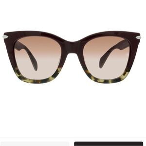 EUC rag & bone cat eye tortoise and maroon sunglasses with case, style 1029